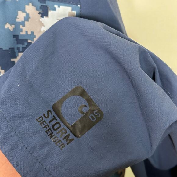 CARHARTT Waterproof Shoreline Vapor Jacket Dark Blue Digi Camo Sz L {B44} - Picture 6 of 8